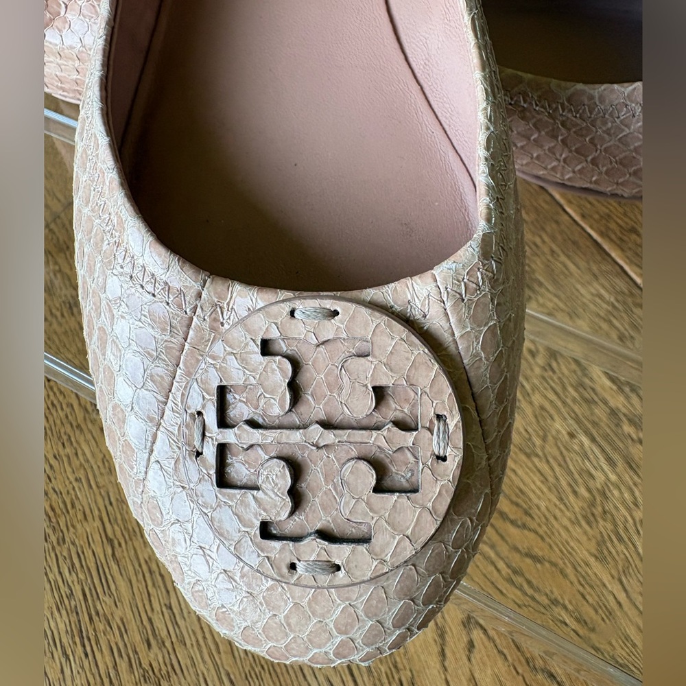 Tory Burch Minnie Embossed Leather Ballet Flat Meadowsweet Pink Size 9 US - Picture 11 of 11